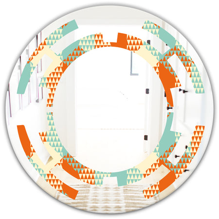 Retro Hexagon Pattern VIII - Modern Round or Oval Wall Mirror - Space