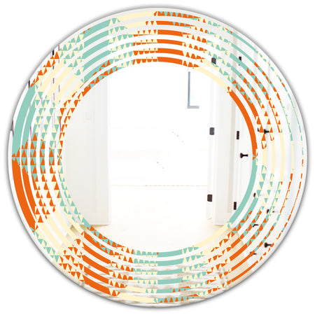 Retro Hexagon Pattern VIII - Modern Round or Oval Wall Mirror - Wave