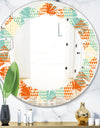 Retro Hexagon Pattern VIII - Modern Round or Oval Wall Mirror - Leaves