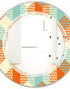 Retro Hexagon Pattern VIII - Modern Round or Oval Wall Mirror - Triple C
