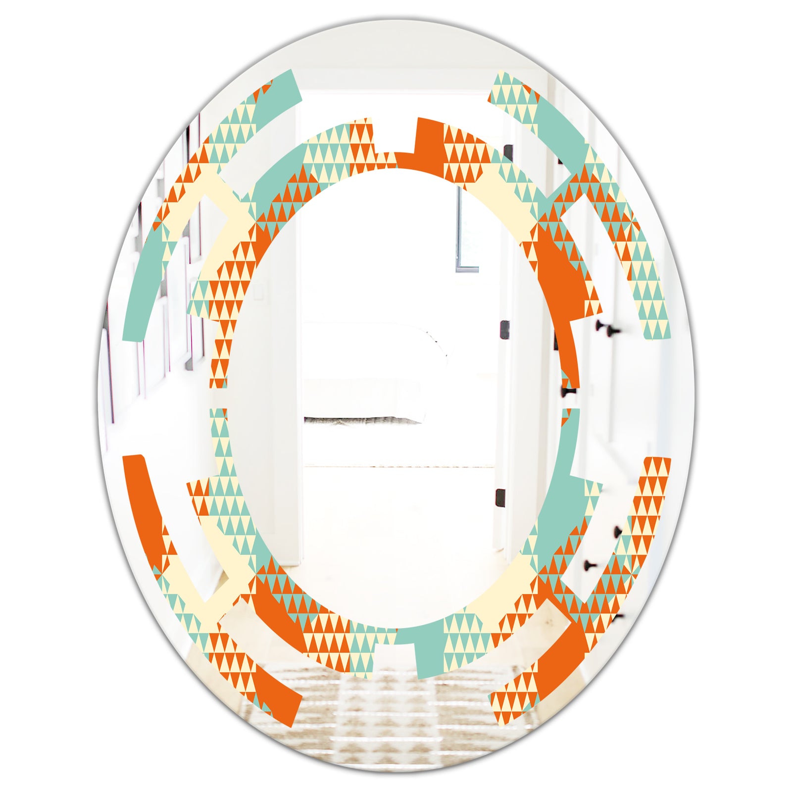 Retro Hexagon Pattern VIII - Modern Round or Oval Wall Mirror - Space