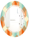 Retro Hexagon Pattern VIII - Modern Round or Oval Wall Mirror - Triple C