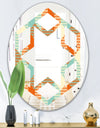 Retro Hexagon Pattern VIII - Modern Round or Oval Wall Mirror - Hexagon Star