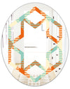 Retro Hexagon Pattern VIII - Modern Round or Oval Wall Mirror - Hexagon Star