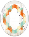 Retro Hexagon Pattern VIII - Modern Round or Oval Wall Mirror - Quatrefoil