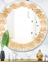 Beige Retro Triangular Wave - Modern Round or Oval Wall Mirror - Leaves