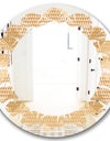 Beige Retro Triangular Wave - Modern Round or Oval Wall Mirror - Leaves