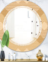 Beige Retro Triangular Wave - Modern Round or Oval Wall Mirror - Triple C