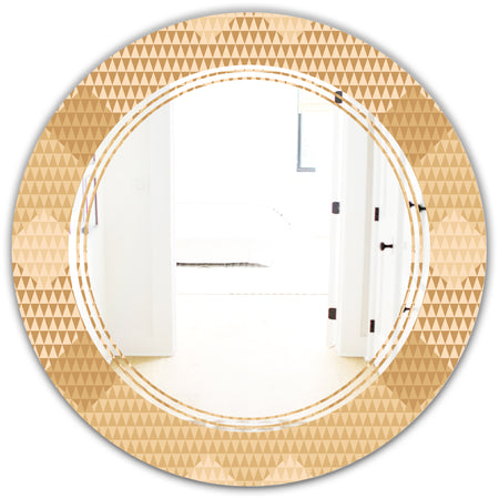 Beige Retro Triangular Wave - Modern Round or Oval Wall Mirror - Triple C