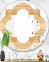 Beige Retro Triangular Wave - Modern Round or Oval Wall Mirror - Quatrefoil