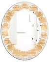 Beige Retro Triangular Wave - Modern Round or Oval Wall Mirror - Leaves