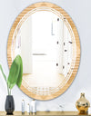 Beige Retro Triangular Wave - Modern Round or Oval Wall Mirror - Triple C