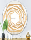 Beige Retro Triangular Wave - Modern Round or Oval Wall Mirror - Whirl