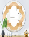 Beige Retro Triangular Wave - Modern Round or Oval Wall Mirror - Quatrefoil