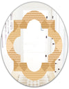 Beige Retro Triangular Wave - Modern Round or Oval Wall Mirror - Quatrefoil