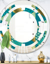 Gold and Blue Dynamics I - Modern Round or Oval Wall Mirror - Space