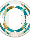 Gold and Blue Dynamics I - Modern Round or Oval Wall Mirror - Space