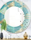 Gold and Blue Dynamics I - Modern Round or Oval Wall Mirror - Wave