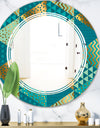 Gold and Blue Dynamics I - Modern Round or Oval Wall Mirror - Triple C