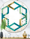 Gold and Blue Dynamics I - Modern Round or Oval Wall Mirror - Hexagon Star