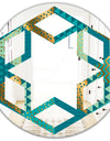 Gold and Blue Dynamics I - Modern Round or Oval Wall Mirror - Hexagon Star