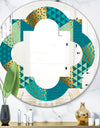 Gold and Blue Dynamics I - Modern Round or Oval Wall Mirror - Quatrefoil