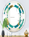 Gold and Blue Dynamics I - Modern Round or Oval Wall Mirror - Space