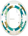 Gold and Blue Dynamics I - Modern Round or Oval Wall Mirror - Space