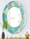 Gold and Blue Dynamics I - Modern Round or Oval Wall Mirror - Wave