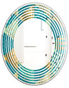 Gold and Blue Dynamics I - Modern Round or Oval Wall Mirror - Wave