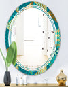 Gold and Blue Dynamics I - Modern Round or Oval Wall Mirror - Triple C