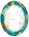 Gold and Blue Dynamics I - Modern Round or Oval Wall Mirror - Triple C