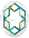 Gold and Blue Dynamics I - Modern Round or Oval Wall Mirror - Hexagon Star