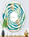 Gold and Blue Dynamics I - Modern Round or Oval Wall Mirror - Whirl