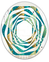 Gold and Blue Dynamics I - Modern Round or Oval Wall Mirror - Whirl