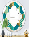 Gold and Blue Dynamics I - Modern Round or Oval Wall Mirror - Quatrefoil