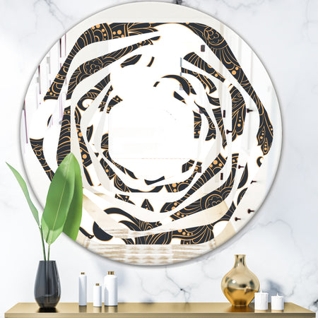 Retro Indian Floral Batik I - Modern Round or Oval Wall Mirror - Whirl