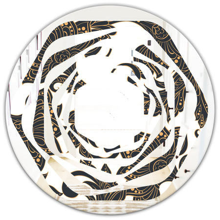 Retro Indian Floral Batik I - Modern Round or Oval Wall Mirror - Whirl