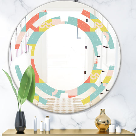 Retro Abstract Design III - Modern Round or Oval Wall Mirror - Space