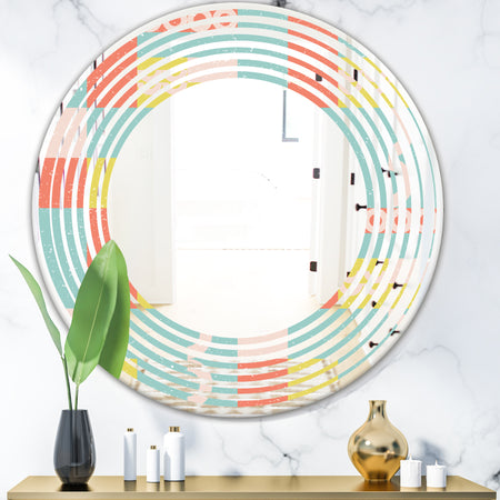 Retro Abstract Design III - Modern Round or Oval Wall Mirror - Wave