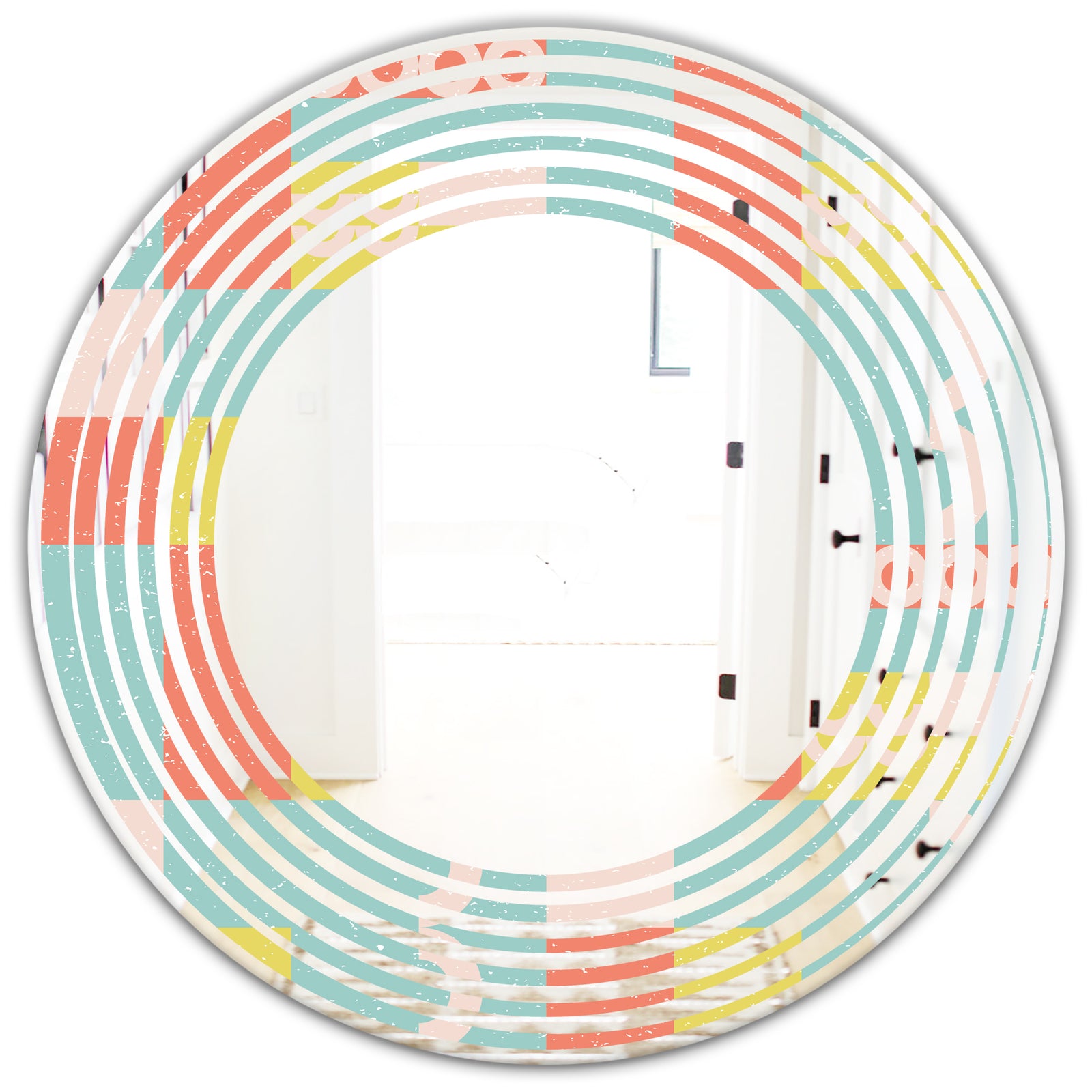 Retro Abstract Design III - Modern Round or Oval Wall Mirror - Wave