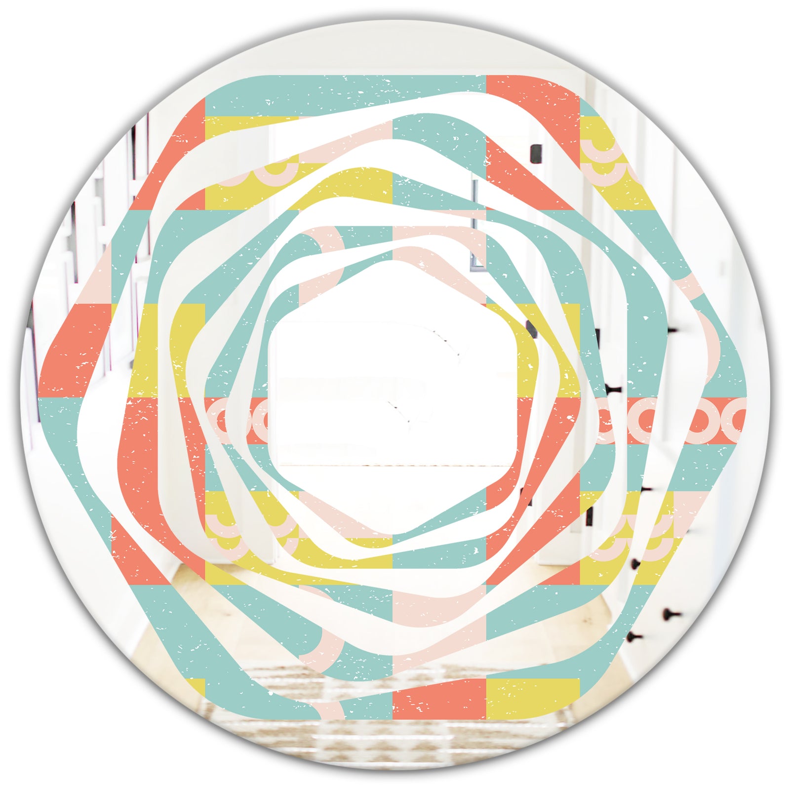 Retro Abstract Design III - Modern Round or Oval Wall Mirror - Whirl