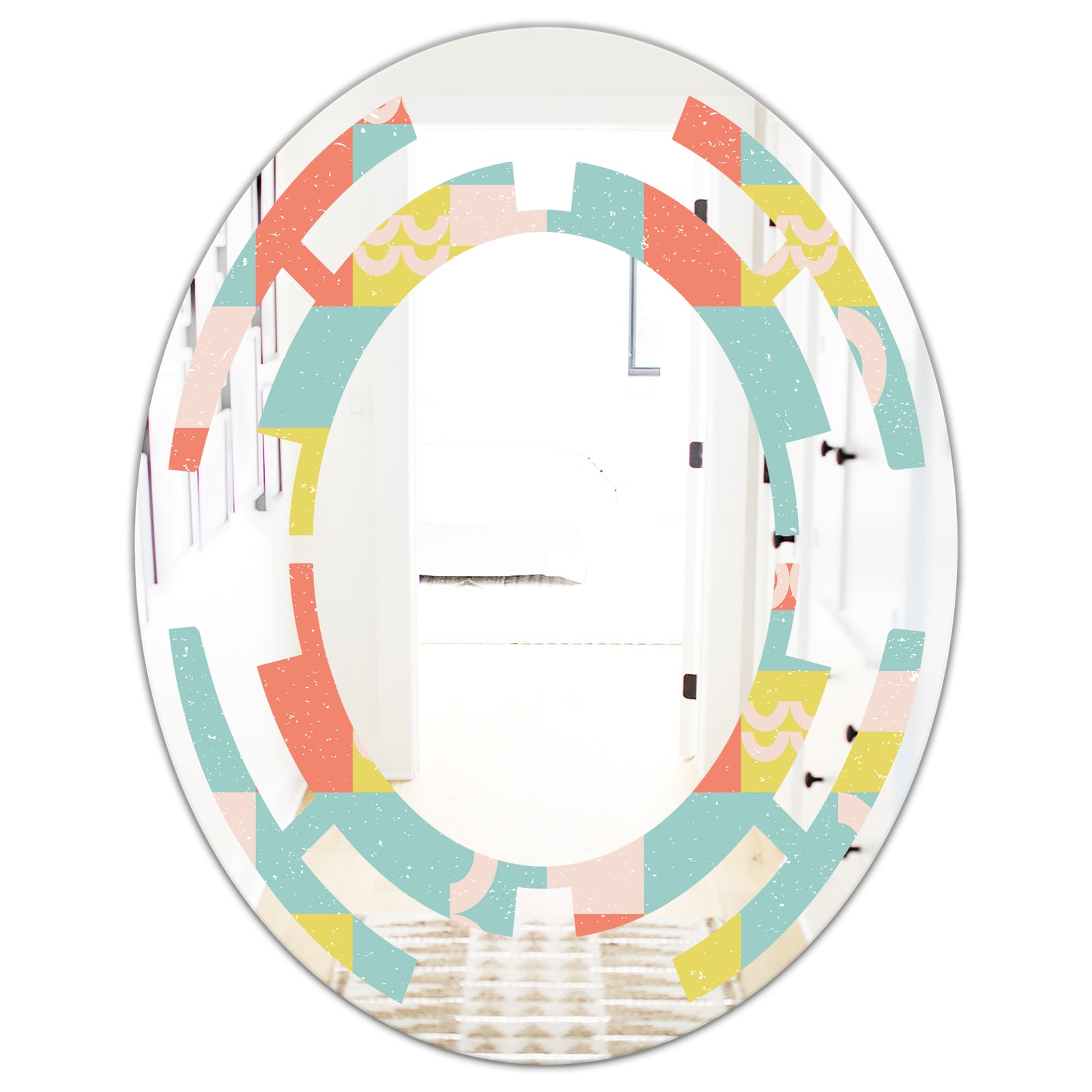 Retro Abstract Design III - Modern Round or Oval Wall Mirror - Space