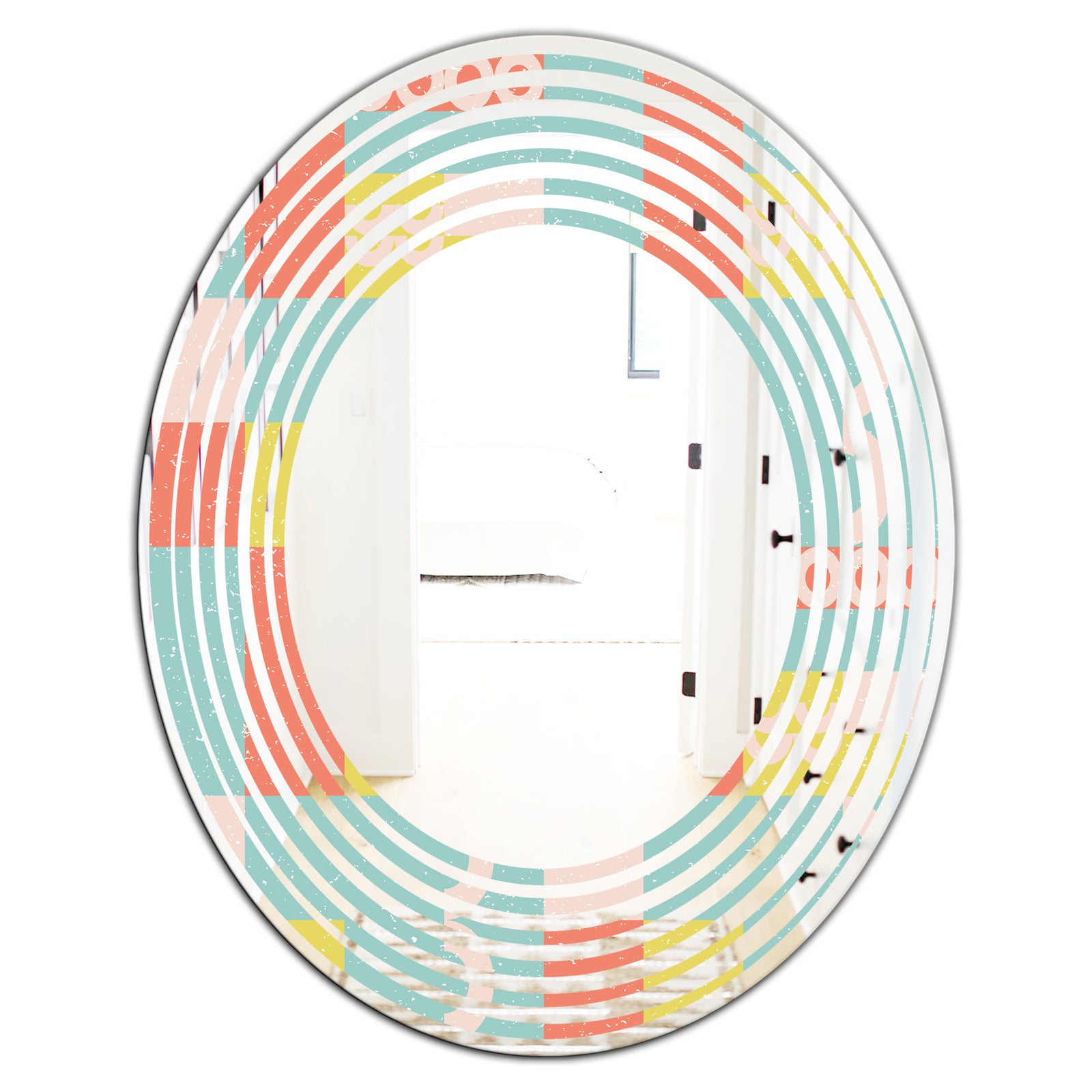 Retro Abstract Design III - Modern Round or Oval Wall Mirror - Wave