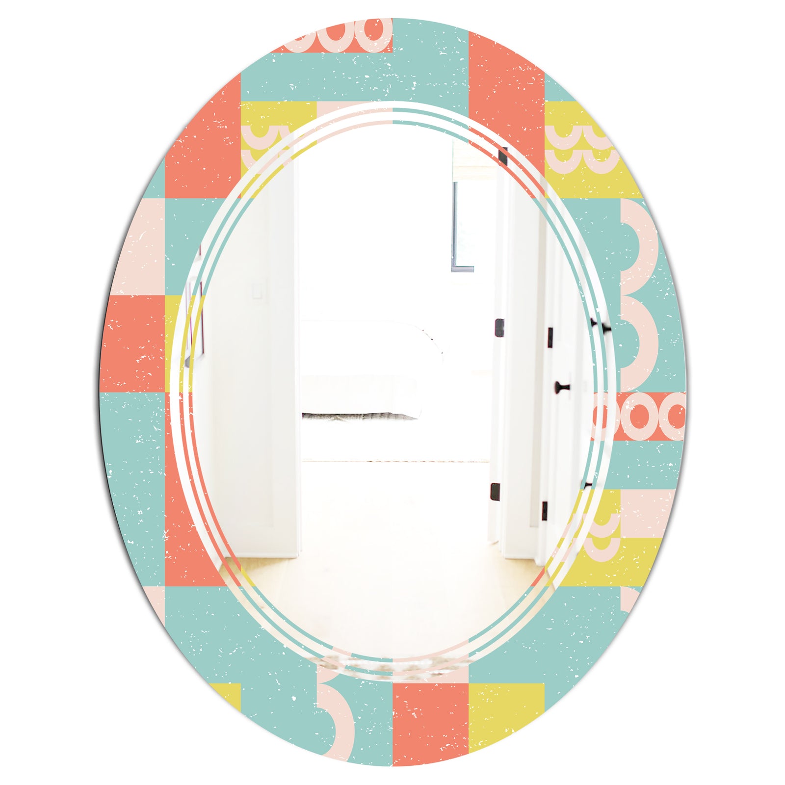 Retro Abstract Design III - Modern Round or Oval Wall Mirror - Triple C
