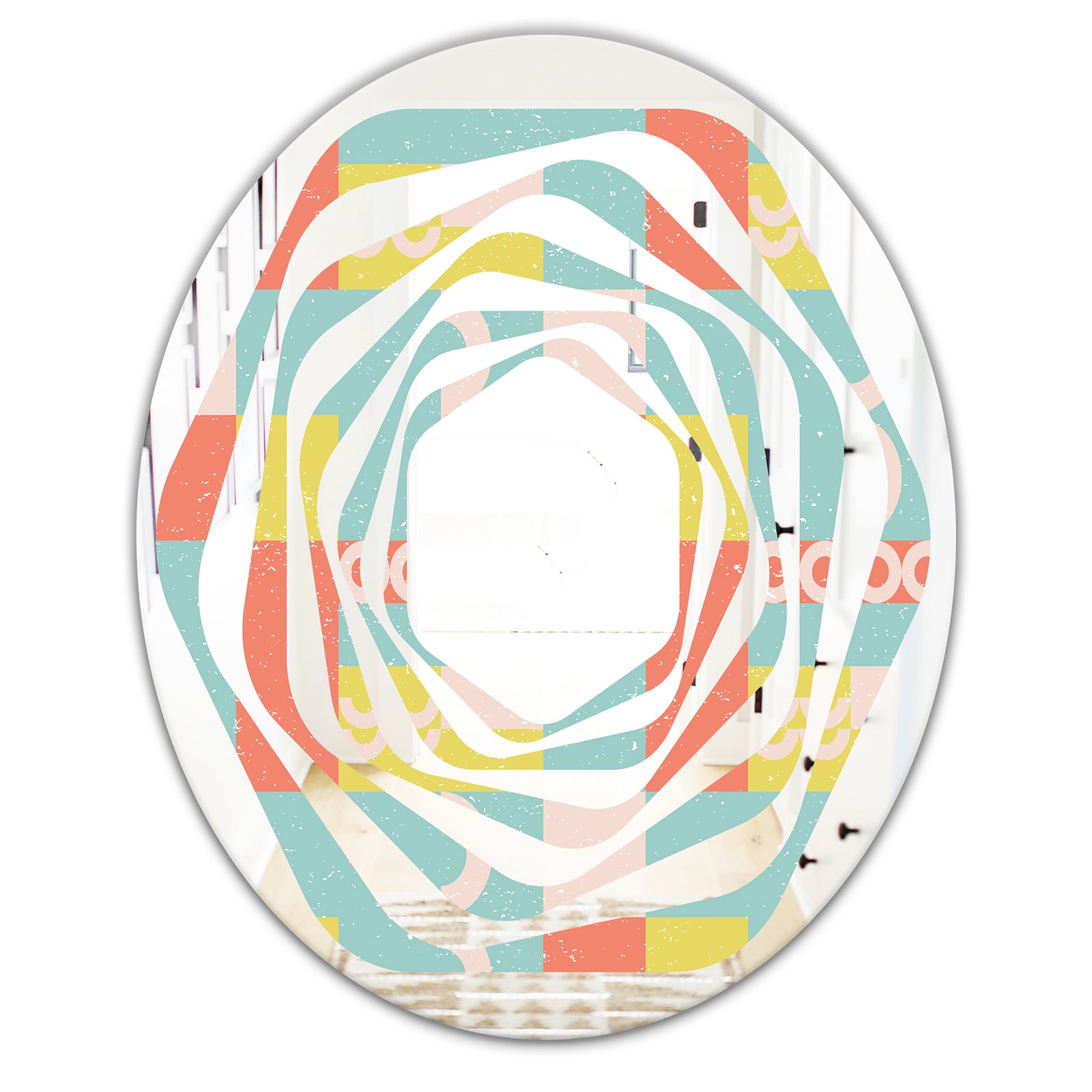 Retro Abstract Design III - Modern Round or Oval Wall Mirror - Whirl