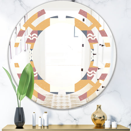Retro Geometric Design VI - Modern Round or Oval Wall Mirror - Space