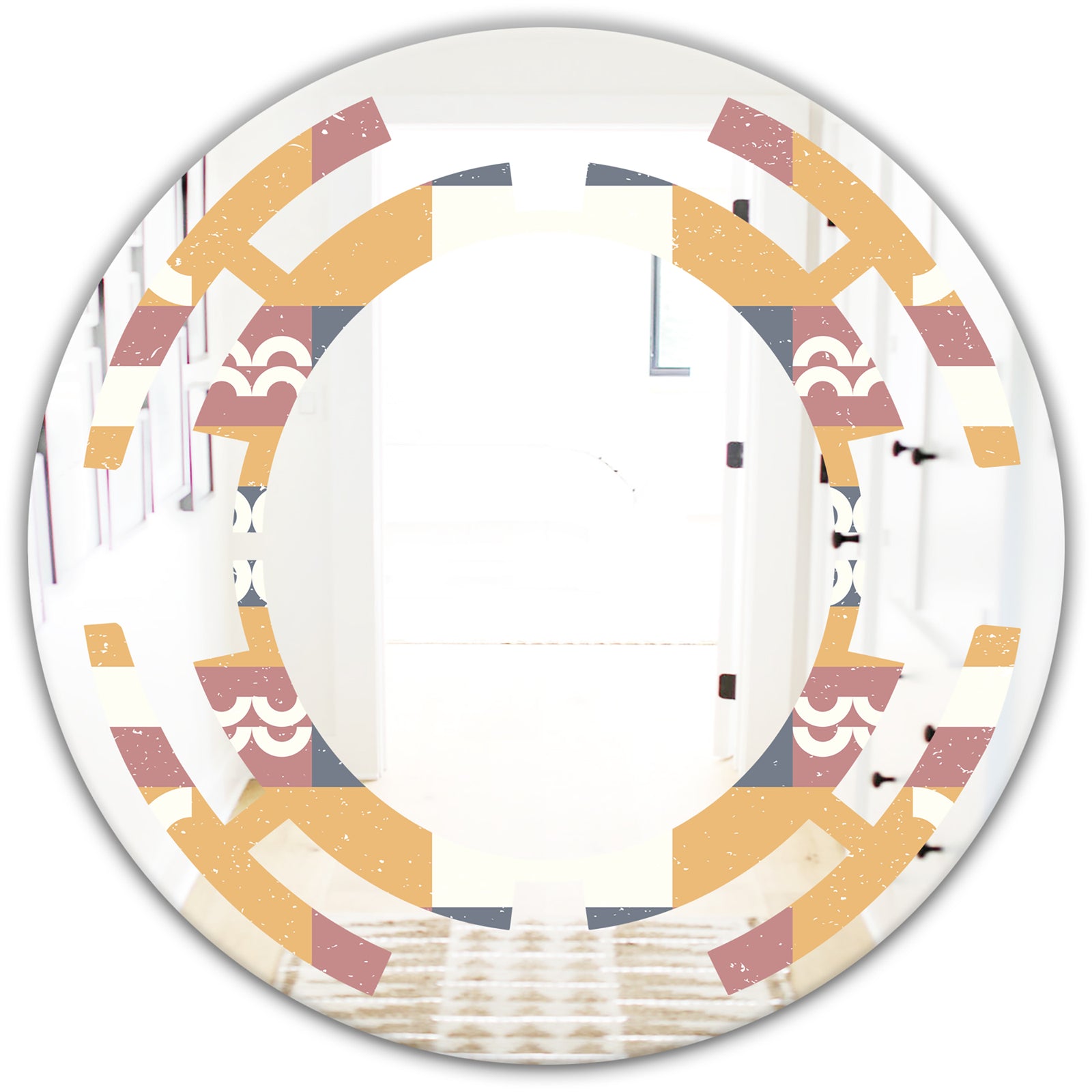 Retro Geometric Design VI - Modern Round or Oval Wall Mirror - Space