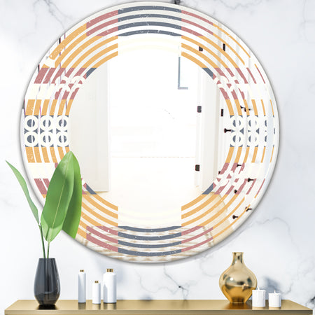 Retro Geometric Design VI - Modern Round or Oval Wall Mirror - Wave