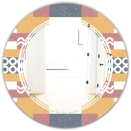 Retro Geometric Design VI - Modern Round or Oval Wall Mirror - Triple C